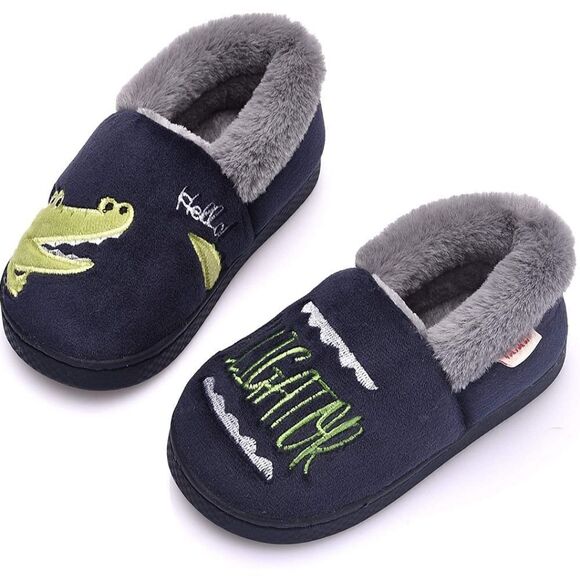 New Toddler 7/8 Blue Holynissl Alligator Slippers - Picture 1 of 6